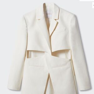 Mango Linen blazer with cut-out
